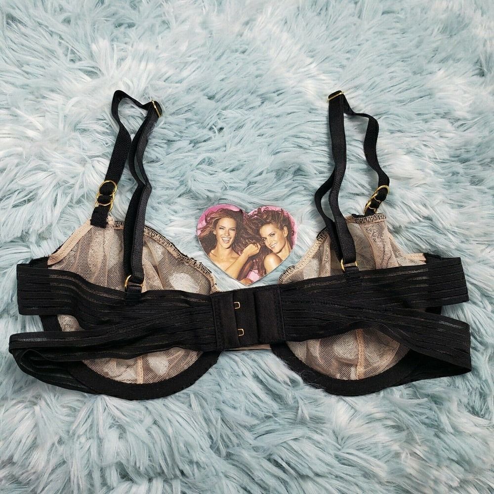 Victoria's Secret Floral Embroidered Unlined Balconet Black Bra 32 C - Picture 4 of 5